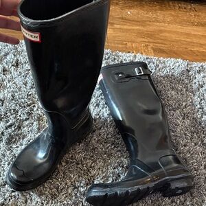 Hunter Glossy Black Tall Boots